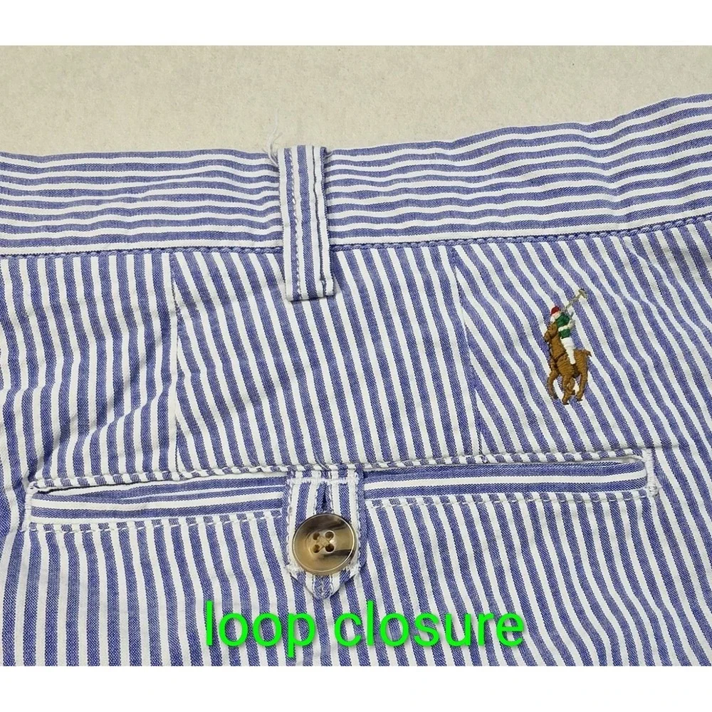 Polo Ralph Lauren Shorts Mens 44B Blue White Seersucker Stretch Classic Fit